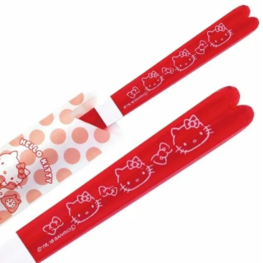 Sanrio Hello Kitty Transparent Chopsticks Red